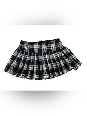 VINTAGE TRIPP NYC MINI SKIRT BLACK PLAID PLEATED WOMENS MEDIUM